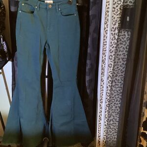 Shyanne Teal Flare Pants - High Waist Bootcut